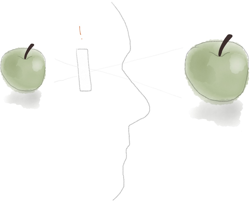 Identifier la présence d'un filtre, et on perçoit l'objet véritable, une pomme verte