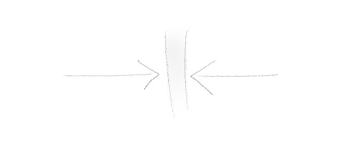 Deux flèches qui pointent vers un même espace